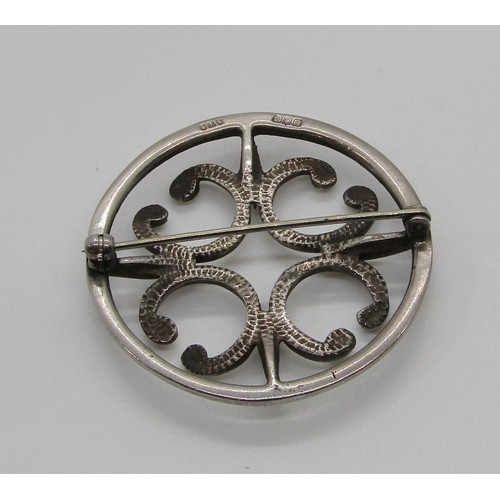 357 - Geoffrey Bellamy for George Tarratt - silver brooch of stylised floral design, no.124, 4.5cm diamete... 