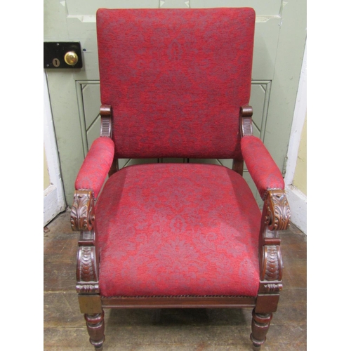 1515 - A pair of Victorian drawing room chairs, the carved walnut framework with scale, acanthus, scroll an... 