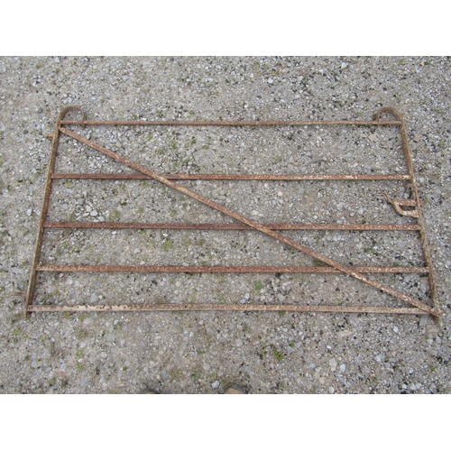 70 - An old ironwork five bar gate with thumb latch, 187cm wide x 108cm high