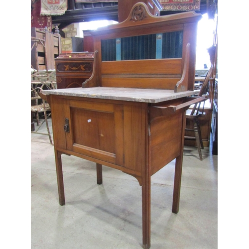 2107 - A small three piece Edwardian satin walnut bedroom suite comprising wardrobe 80 cm wide, washstand w... 