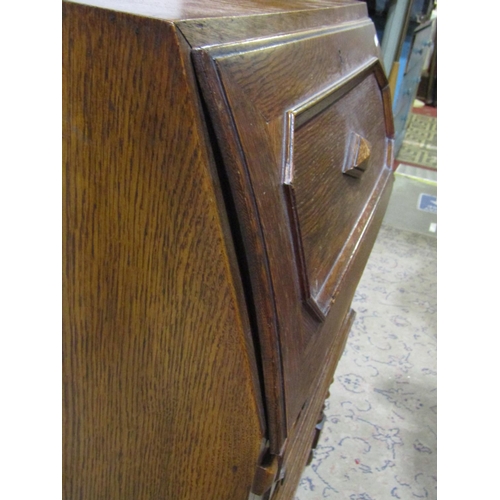 2118 - An early 20th century oak freestanding hall robe, with applied mouldings, enclosed by a full length ... 