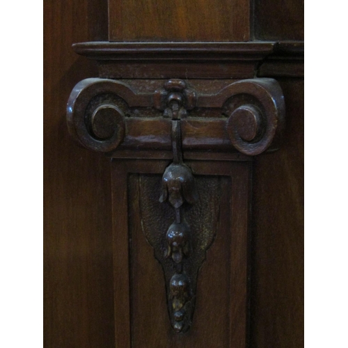 2124 - An Edwardian mahogany sideboard with bow fronted centre fitted with three frieze drawers flanked by ... 