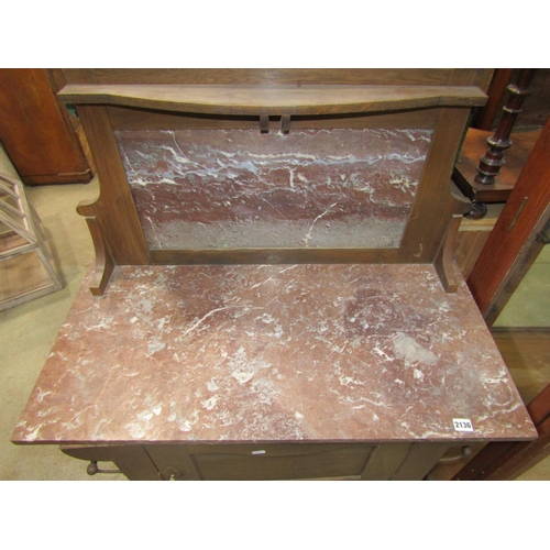 2136 - An Art Nouveau washstand with marble top and splashback, 92 cm wide