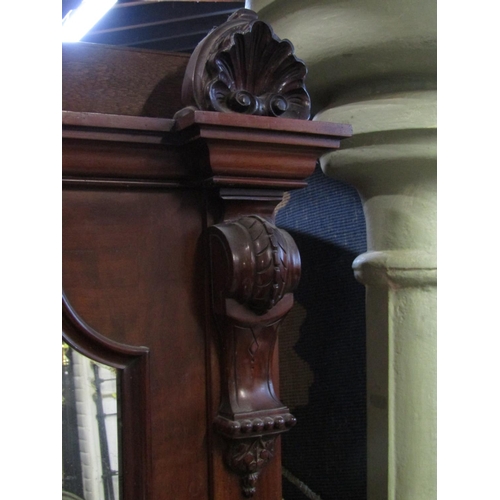 2140 - A good quality Victorian mahogany shallow inverted breakfront pedestal sideboard with raised mirror ... 