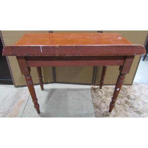 2147 - A 19th century pine side table with frieze drawer on turned supports