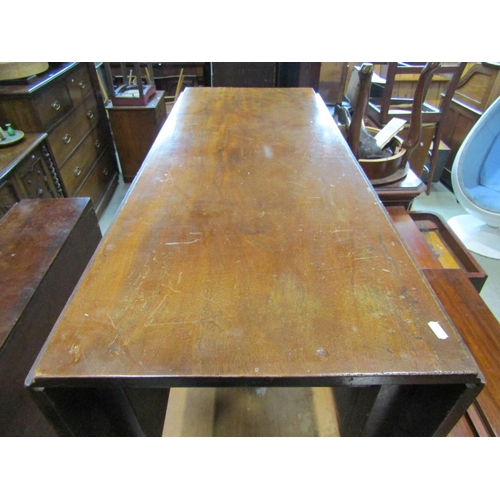 2149 - Georgian mahogany drop leaf dining table to seat six on square cut supports together with a Georgian... 