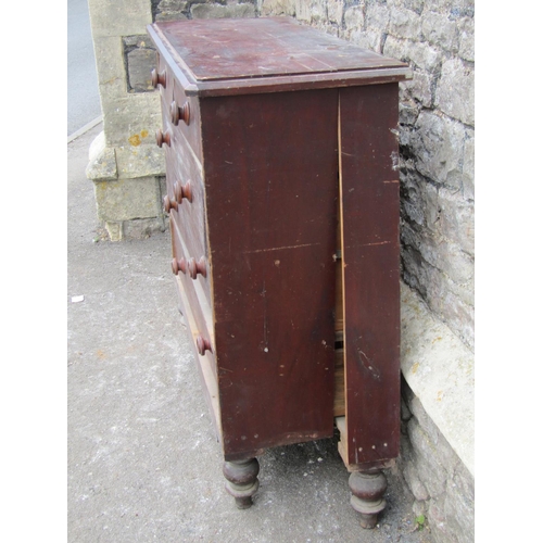 2152 - A Victorian pine chest of three long and two short drawers (af)