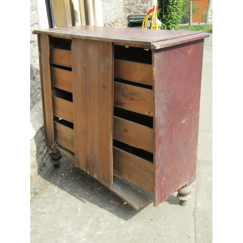 2152 - A Victorian pine chest of three long and two short drawers (af)