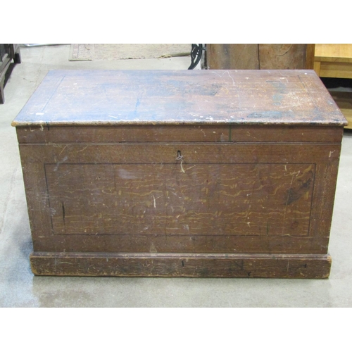 2267 - 19th century pine storage box with rising lid and simply fitted interior, with original wood grained... 