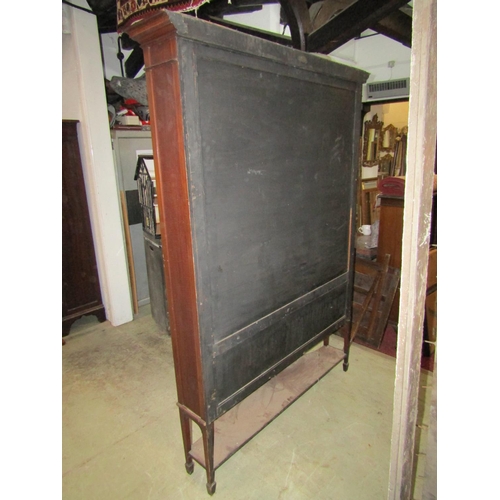 2273 - Inlaid Edwardian mahogany china display cabinet of full height, with swept side panels, raised on an... 