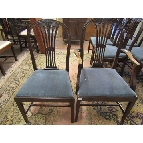 2343 - A set of eight (2+6) Hepplewhite style mahogany dining chairs with carved and pierced splats with wh... 