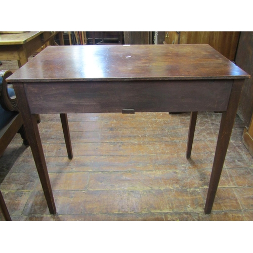 2372 - A simple 19th century mahogany side table with two frieze drawers raised on square taper supports, 9... 