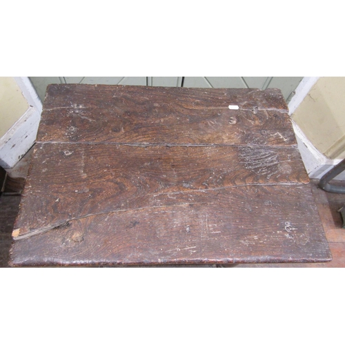 2373 - A small early 19th century oak cottage side table with plank top, fitted with a single frieze drawer... 