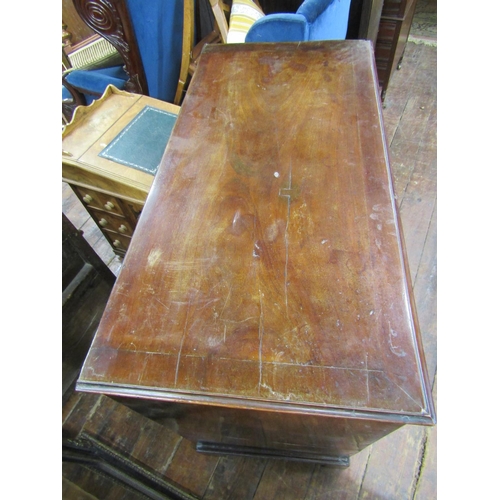 2377 - 19th century mahogany and oak lined chest of three long and two short drawers, with brass ring handl... 