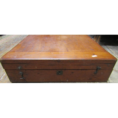 2381 - A Victorian mahogany foldover table top pool table with baized lined interior, 106cm long when folde... 