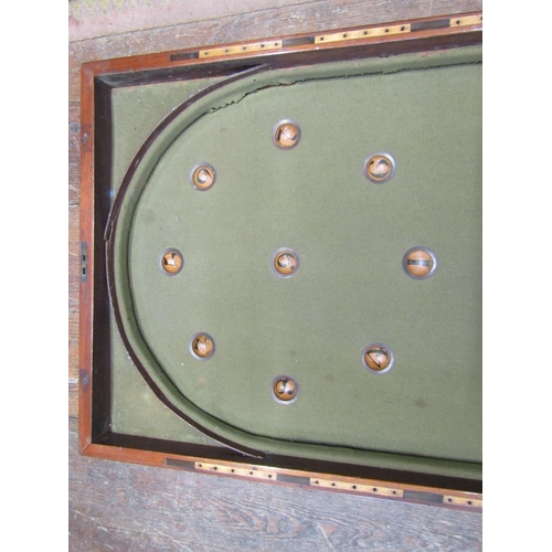 2381 - A Victorian mahogany foldover table top pool table with baized lined interior, 106cm long when folde... 