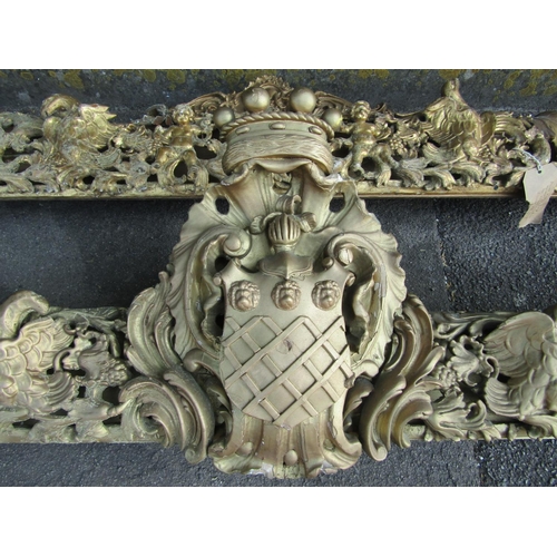 2386 - A plaster and gilded frieze - 18th century, showing characters, animals, acanthus and other detail, ... 