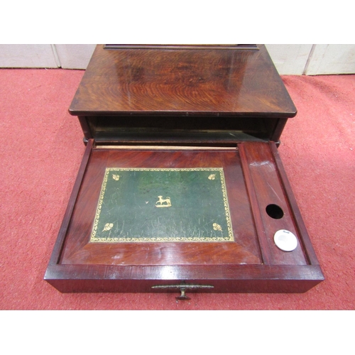 2413 - French Empire period toilet mirror, the box base enclosing a leather lined writing surface with ink ... 