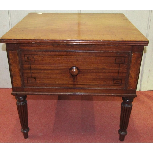 2445 - Regency mahogany side table with rising lid over a frieze drawer and fluted supports, 47 cm in heigh... 