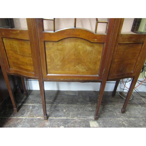 2453 - Inlaid Edwardian mahogany display cabinet of full height enclosed by three quarter length glazed pan... 