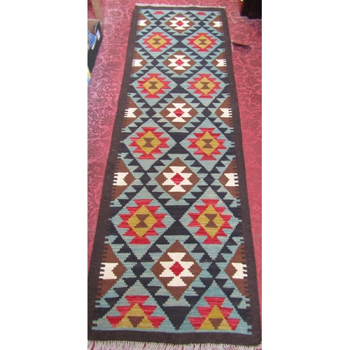 2529 - A Maimana kilim runner with geometric diamond pattern. 206cm x 56cm