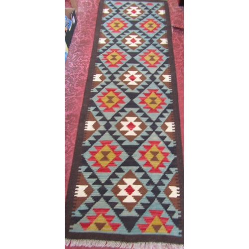 2529 - A Maimana kilim runner with geometric diamond pattern. 206cm x 56cm