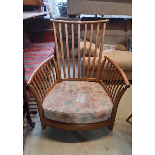 2234 - Pair of Ercol stick back chairs in ashwood (upholstery incomplete)