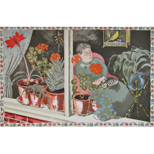 171 - JOHN NORTHCOTE NASH C.B.E., R.A. (1893-1977)
'COTTAGE WINDOW PLANTS' 1945
lithograph in colours, sig... 