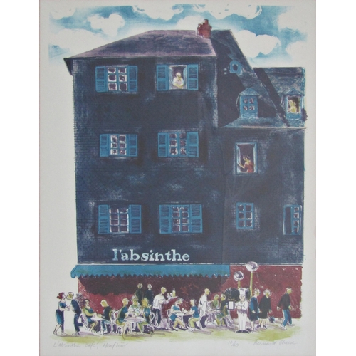 180 - BERNARD CHEESE (1925-2013)
'L'ABSINTHE CAFE, HONFLEUR'
lithograph in colours, signed, titled and num... 