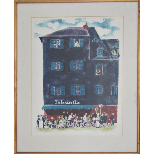 180 - BERNARD CHEESE (1925-2013)
'L'ABSINTHE CAFE, HONFLEUR'
lithograph in colours, signed, titled and num... 