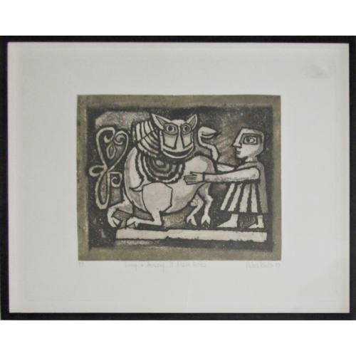 212 - VALERIE THORNTON (1931-1991)
'LIVING IN HARMONY, ST HILAIRE POITIERS'
etching and aquatint, signed, ... 