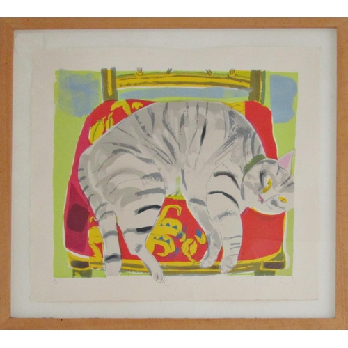 225 - CHLOE CHEESE (b.1952)
'GRAY CAT'
lithograph in colours, signed, titled, numbered and dated 1996 in p... 