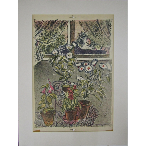 249 - EDWIN LA DELL A.R.A (1914-1970)
'IN THE CONSERVATORY'
lithograph in colours, signed and dated 1946 i... 