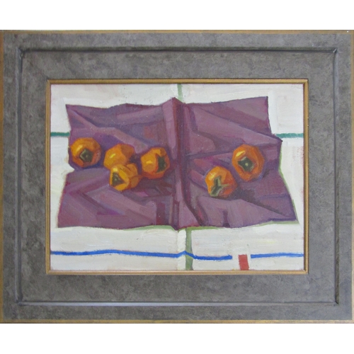 73 - ROBERT ORGAN (b.1933)
'PERSIMMONS FROM CAMBOU'
oil on canvas, signed and dated 1992-93 to verso
34.5... 