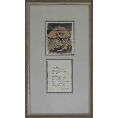 103 - R.J.LLOYD AND TED HUGHES
Pen & wash drawing with holograph poem
published May 1993 by Sunstone Press... 