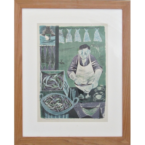 104 - ROBERT TAVENER (1920-2004)
'UNTITLED'
linocut in colours, signed and dated 1953 in pencil
42.5cm x 3... 