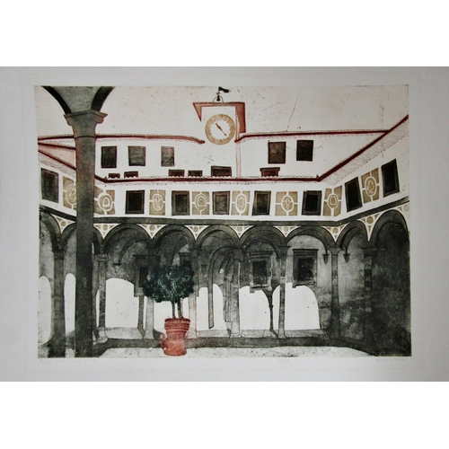 145 - ALISON NEVILLE (b.1945)
'PIAZZA WITH CLOCK TOWER'
etching and aquatint, signed, titled and numbered ... 