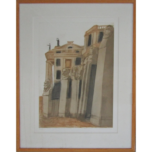 65 - ALISON NEVILLE (b.1945)
'EMPERORS' HEAD BY THE SHELDONIAN THEATER'
etching and aquatint, signed and ... 