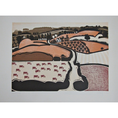 74 - GRAHAM CLARKE (b.1944)
'CHALK HILLS'
silkscreen print in colours,
56cm x 76cm