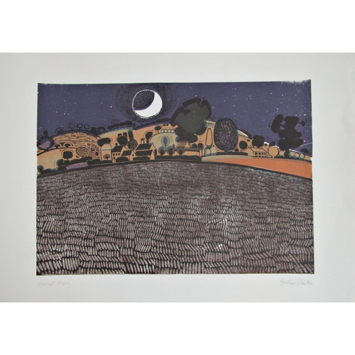 77 - GRAHAM CLARKE (b.1944)
'HARVEST MOON'
silkscreen print in colours,
56cm x 76cm