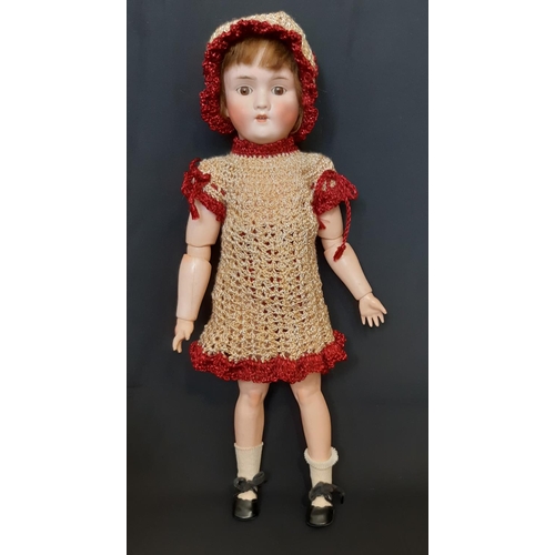 592 - 1920's bisque head 'Walküre' doll by Kley & Hahn with  brown closing eyes, open mouth with teeth and... 