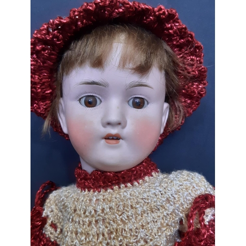 592 - 1920's bisque head 'Walküre' doll by Kley & Hahn with  brown closing eyes, open mouth with teeth and... 