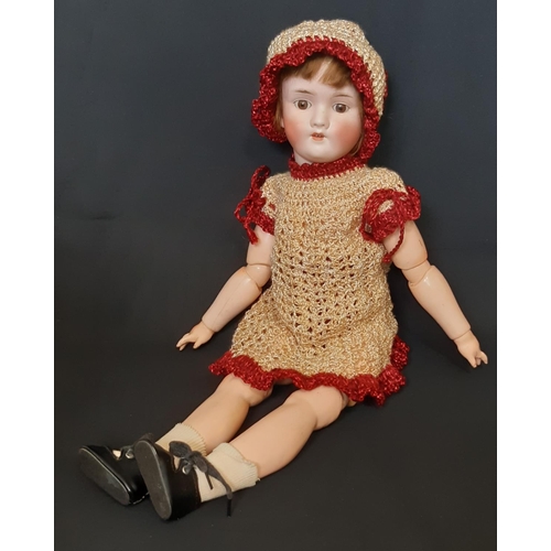 592 - 1920's bisque head 'Walküre' doll by Kley & Hahn with  brown closing eyes, open mouth with teeth and... 