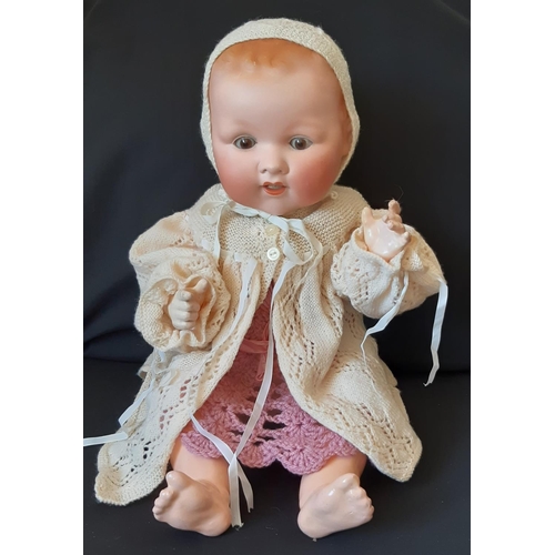 596 - 1920's 'My Dream Baby' bisque head doll by Armand Marseille with brown closing eyes, open mouth with... 