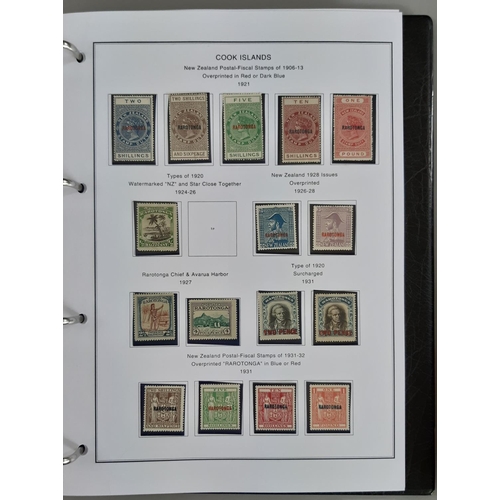 1 - Cook Islands stamp collection from early QV issues to modern in two volumes and album pages