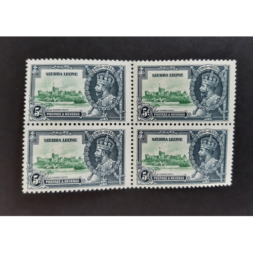 11 - Sierra Leone 1935 Silver Jubilee SG 181/181a UM &182/182a and SG183/183a VLMM  in blocks of four sho... 