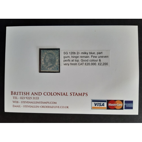 125 - 1867-80 QV SG120b 2/- milky blue. A very fresh MM, part gum example of this iconic QV surface printe... 