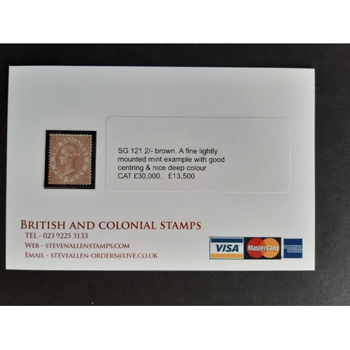 126 - 1867-80 QV SG121 2/- brown pl1. One of the most difficult GB SP stamps in superb LMM condition. Cat ... 