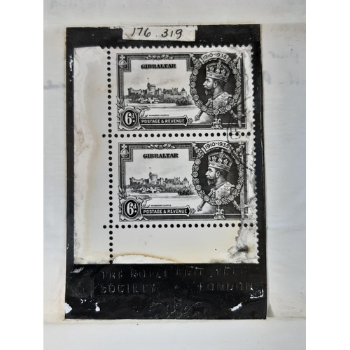 17 - Gibraltar 1935 Silver Jubilee SG 116/116a VFU, lower left hand corner pair, upper stamp showing the ... 