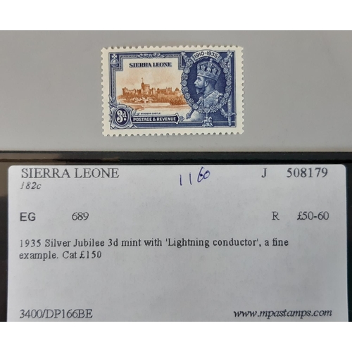 22 - Sierra Leone 1935 Silver Jubilee SG182c LMM showing the ‘Lightning Conductor’ variety Total SG cat £... 